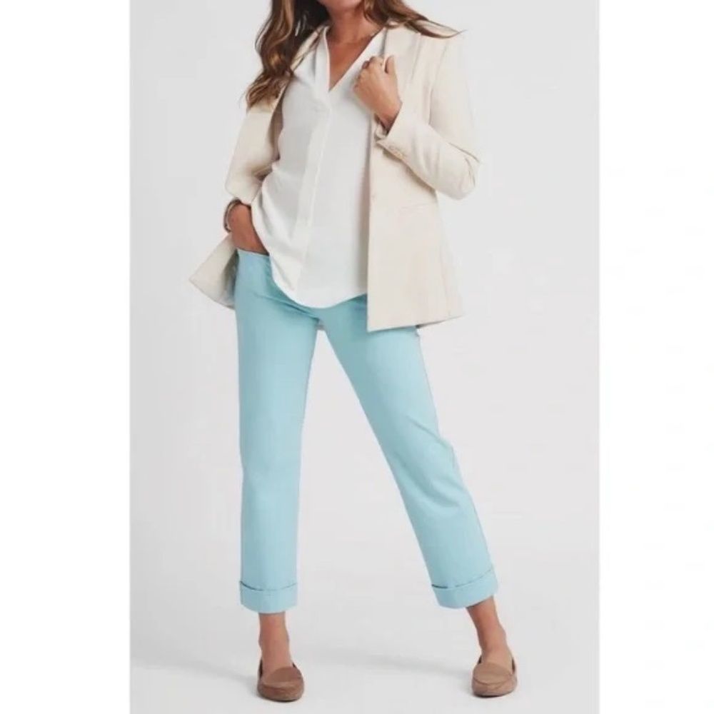 Betabrand Cropped Ankle Pants in Light Blue - Picture 2 of 12